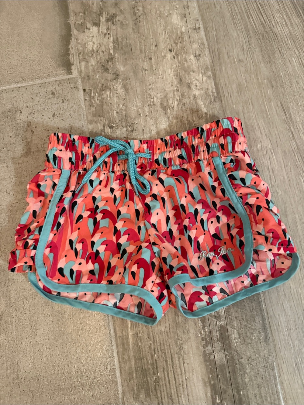Ron Jon Coral and Teal Patterned Girls' Athletic Shorts